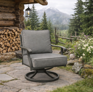 POLTRONA DA ESTERNO GIREVOLE WEAVE ALLUMINIO PRESSOFUSO ANTRACITE