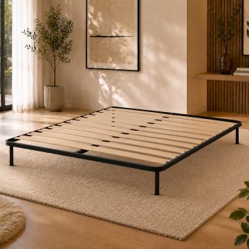 RETE MATRIMONIALE 160X190 IN METALLO NERO CON 7 DOGHE 