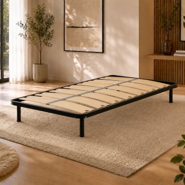 RETE SINGOLA 80X190 IN METALLO NERO CON 7 DOGHE 