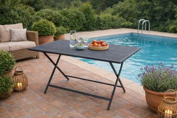 TAVOLO CM 110X70 IN METALLO ANTRACITE 