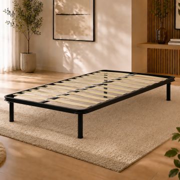 RETE ORTOPEDICA 1 PIAZZA E 1/2 120X190 IN METALLO NERO  CON 13 DOGHE