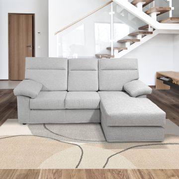 SALOTTO MOD. TORONTO CON PENISOLA IN TESSUTO GRIGIO CHIARO
