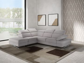 SALOTTO MOD. GIADA ANGOLARE SX IN TESSUTO GRIGIO CHIARO