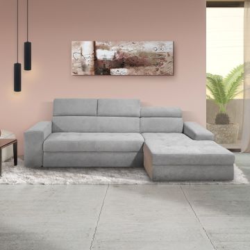 SALOTTO MOD. DAVE PENISOLA DX IN TESSUTO GRIGIO CHIARO