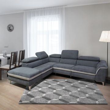 SALOTTO STAR ANGOLARE SX IN TESSUTO GRIGIO SCURO E GRIGIO CHIARO