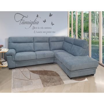 SALOTTO MOD. FLAVIA CON PENISOLA DX IN TESSUTO BLUE