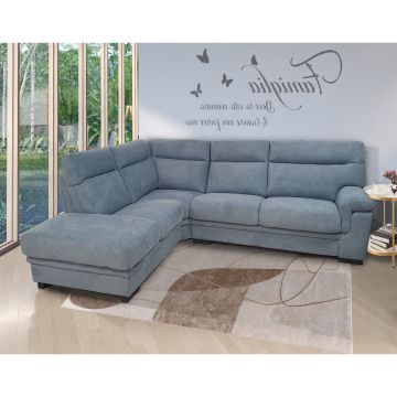 SALOTTO MOD. FLAVIA CON PENISOLA SX IN TESSUTO BLUE