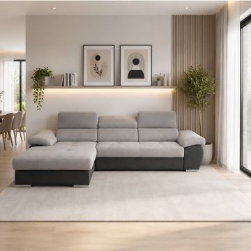 SALOTTO MOD. VERONICA CON PENISOLA SX IN TESSUTO GRIGIO BICOLORE