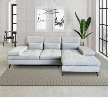 SALOTTO MOD. ELENA CON PENISOLA DX E SCHIENALI TRASLANTI IN TESSUTO GRIGIO 
