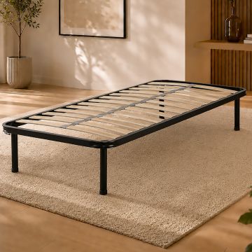RETE SINGOLA 80X190 IN METALLO NERO CON 13 DOGHE 