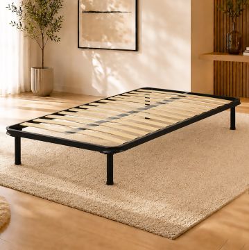 RETE SINGOLA 90X190 IN METALLO NERO  CON 13 DOGHE 