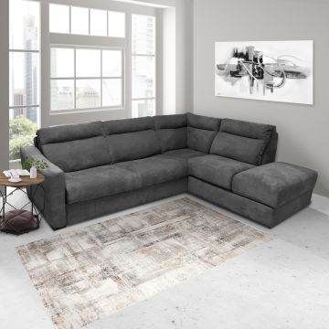 SALOTTO MOD. RYAN ANGOLARE DX CON RETE ELETTROSALDATA IN TESSUTO GRAFITE