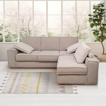 SALOTTO MOD. BERLINO CON ELEMENTO UNIVERSALE REVERSIBILE IN TESSUTO BEIGE