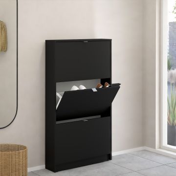 SCARPIERA 3 RIBALTE MOD. SHOES CM 70.3X16.5 H.123.6 NERO OPACO