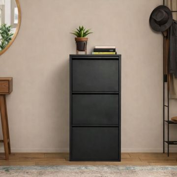 SCARPIERA 3 RIBALTE MOD. CABINET CM 50X15 H. 104 METALLO NERO