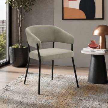 SEDIA MOD. WILMA IN METALLO NERO E TESSUTO TORTORA