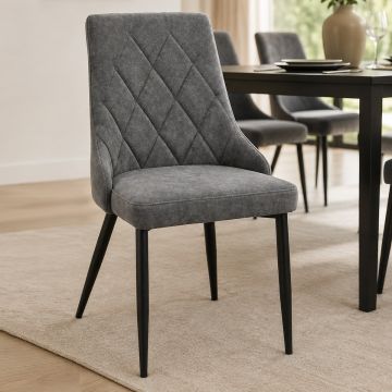 SEDIA MOD. NADIA IN METALLO NERO E TESSUTO GRIGIO