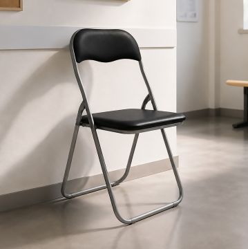 SEDIA PIEGHEVOLE IN METALLO E PVC NERO