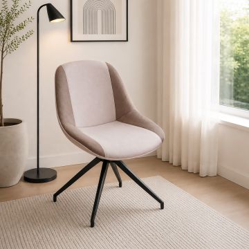 SEDIA GIREVOLE IN METALLO NERO E TESSUTO BICOLORE 