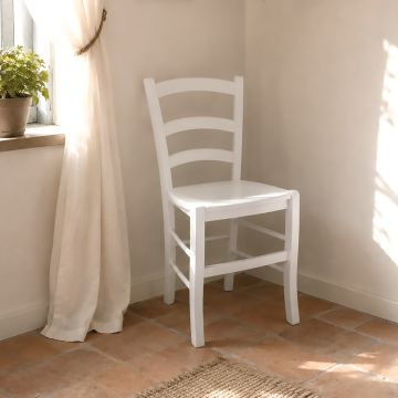 SEDIA MOD. VENEZIA SEDILE LEGNO LACCATO BIANCO