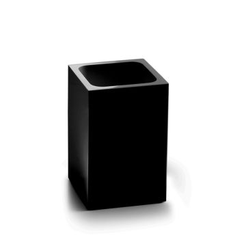 LINEA SOFIA - BICCHIERE PORTASPAZZOLINI IN RESINA E SABBIA NERO MATT