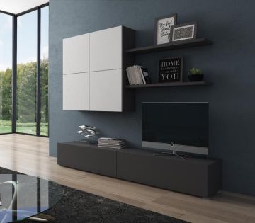 SOGGIORNO MOD. NOX GRAPHITE E BIANCO FRASSINATO