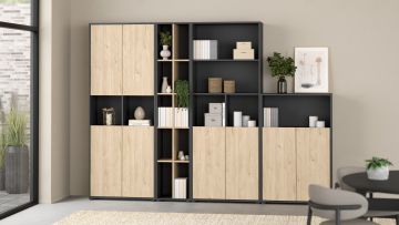 LIBRERIA COMPLETA MOD. SIGN GRIGIO OPACO E JACKSON HICHORY