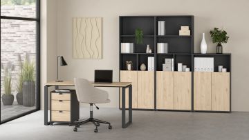 UFFICIO COMPLETO MOD. SIGN GRIGIO OPACO/JACKSON HICHORY/ANTRACITE