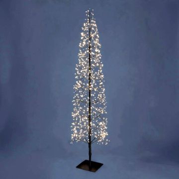ALBERO LUMINOSO SLIM IN METALLO NERO 1080 LED BIANCO CALDO H.180CM CON ADATTATORE