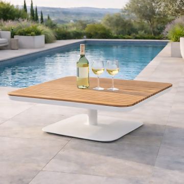 TAVOLINO DA ESTERNO MOD. NEW FREEDOM 90X90 CM ARGILLA E TEAK