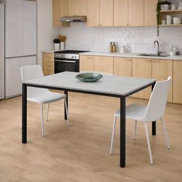 TAVOLO MOD. PLUTONE ALLUNGABILE CM 130X85 GRIGIO PIOMBO E QUERCIA BIANCA