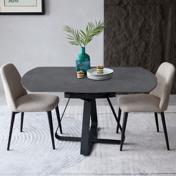 TAVOLO ALLUNGABILE CM 135X85 METALLO CON PIANO EFFETTO MARMO STONE BLACK