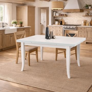 TAVOLO ALLUNGABILE CM 160X85 LACCATO BIANCO PANNA