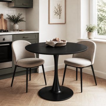 TAVOLO ROTONDO MOD. PAUL DIAM. CM 80 IN METALLO E MDF NERO OPACO