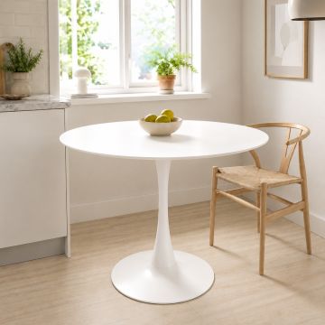 TAVOLO ROTONDO MOD. PAUL DIAM. CM 80 IN METALLO E MDF BIANCO OPACO