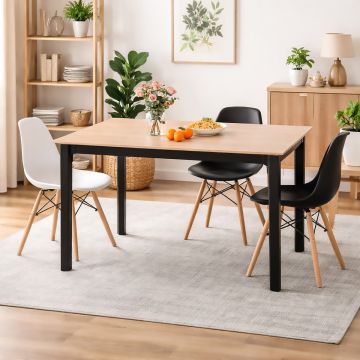 TAVOLO MOD.DROP PLUS ALLUNGABILE CM 140X90 NERO OPACO E ROVERE NATURALE 