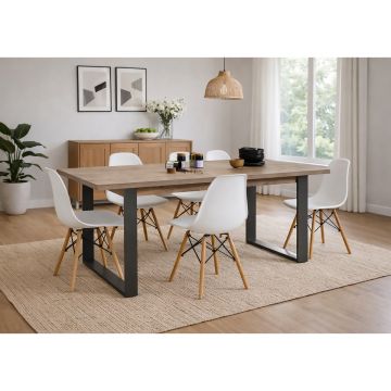 TAVOLO MOD. LAFABRICA ALLUNGABILE CM 180X91 ROVERE E ANTRACITE