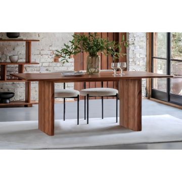 TAVOLO FISSO MOD. SZN-01 CM 175X90 IN LEGNO DI ACACIA SMOKE NOCE