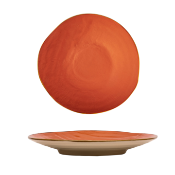 LINEA MEDITERRANEO - PIATTO PIANO ARANCIONE JAFFA IN GRES D. 28CM H 4CM
