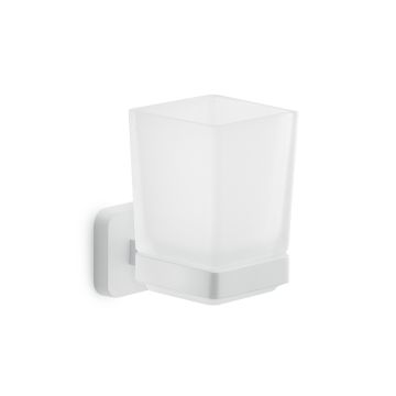 LINEA TONGA - BICCHIERE PORTA SPAZZOLINI IN ACCIAIO INOX E CROMALL BIANCO MATT