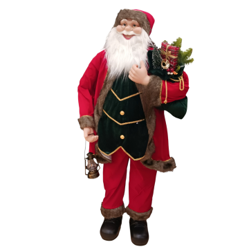BABBO NATALE CON VESTITO ROSSO E LANTERNA H. 150CM