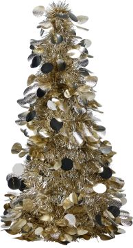 ALBERO TINSEL IN PET E PP CHAMPAGNE CALDO 19X46CM 