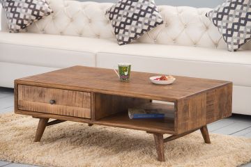 TAVOLINO MOD. HEXA-01 CM 115X65 H.42 IN LEGNO DI MANGO TINTA STONE