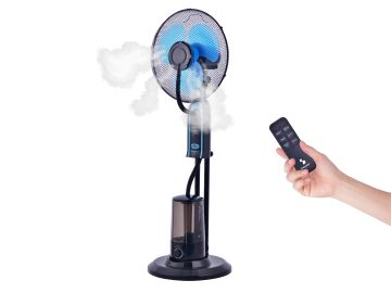 VENTILATORE A PIANTANA CON NEBULIZZATORE GRIGIO E AZZURRO