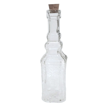 BOTTIGLIETTA QUADRATA CON TAPPO IN SUGHERO 50ML IN VETRO TRASPARENTE