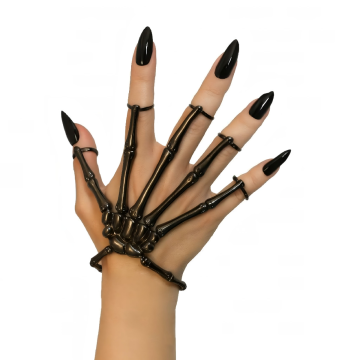 BRACCIALE MANO SCHELETRO CON ANELLI IN METALLO