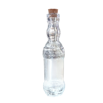 BOTTIGLIETTA TONDA CON TAPPO IN SUGHERO 50ML IN VETRO TRASPARENTE