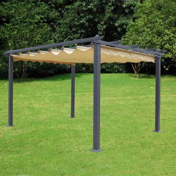 PERGOLA MT 3X4 CON COPERTURA A SCORRIMENTO ANTRACITE E BEIGE