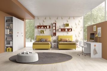 CAMERETTA MOD. YOUNG FRASSINO BIANCO E NEW PAPRIKA