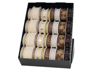 NASTRO CON GLITTER XMAS 2/3/3.5/7MT ORO/MARRONE/NERO/CHAMPAGNE ASSORTITO